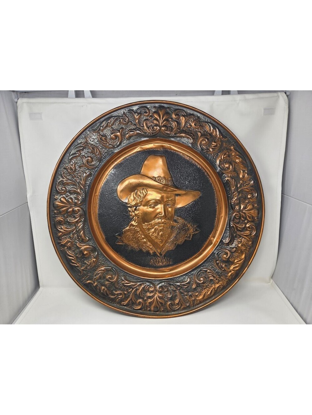 Antique Peter Paul Rubens Relief Copper Wall Plaque Of Flemish Painter 23" RARE